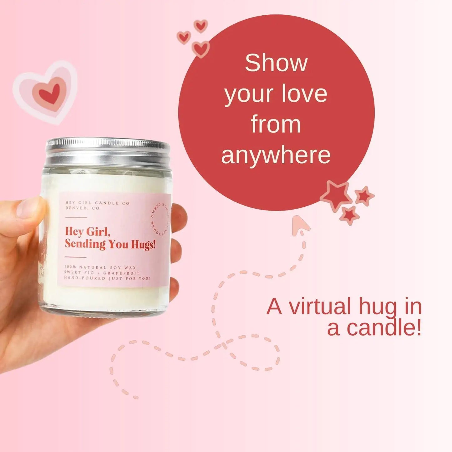 Hug in A Jar Candles Gifts for Women Sweet Fig Grapefruit 13 oz Long Lasting 60