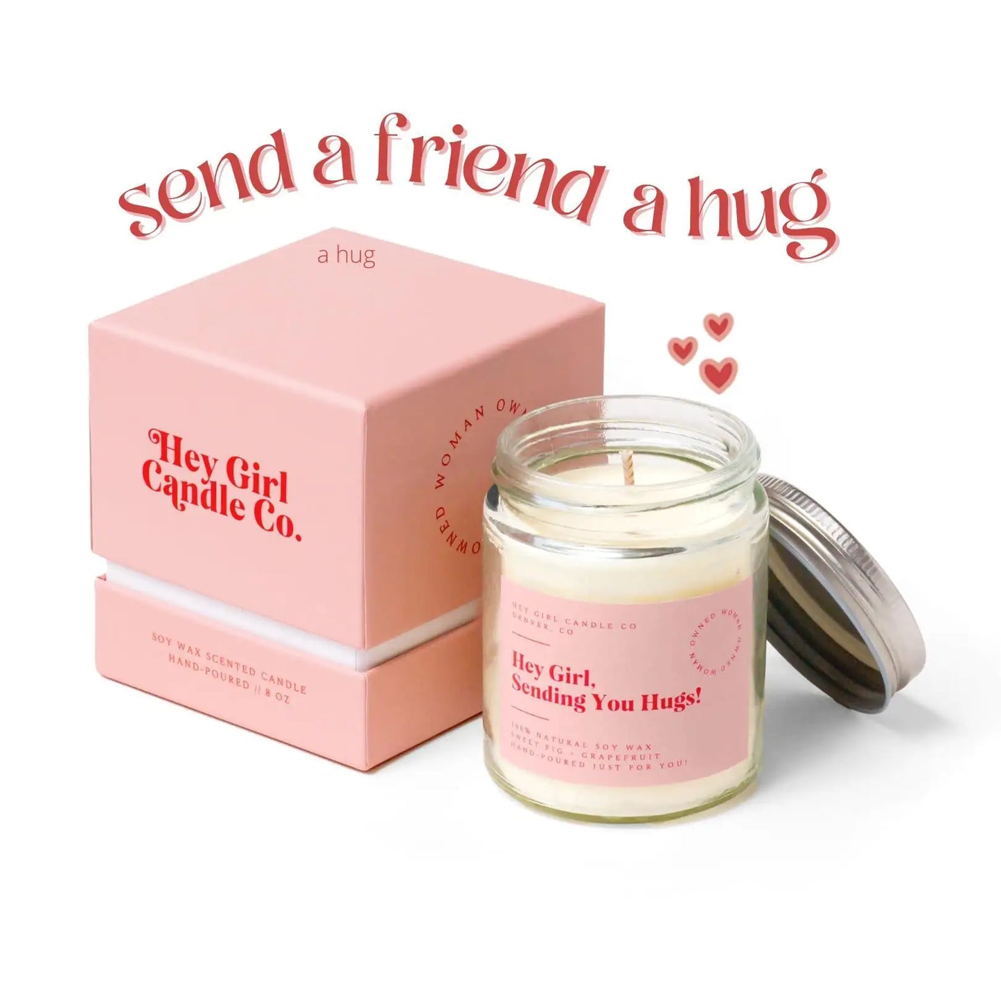 Hug in A Jar Candles Gifts for Women Sweet Fig Grapefruit 13 oz Long Lasting 60