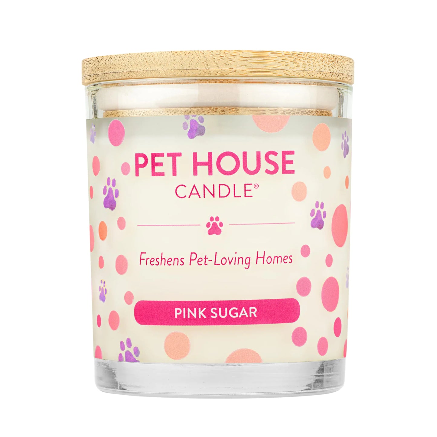 One Fur All Pet House Candle Plant-Based/Soy Candle - Clean Burning Scented Candles Long Lasting Pet Odor Candle for Home - Pink Sugar