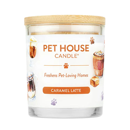 One Fur All Pet House Candle Plant-Based/Soy Candle - Clean Burning Scented Candles Long Lasting Pet Odor Candle for Home - Caramel Latte